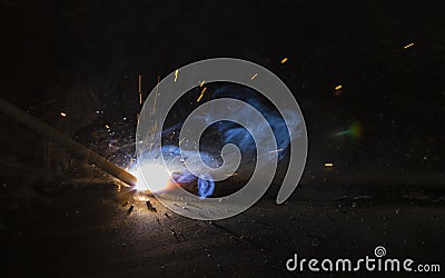 SMAW â€“ Shielded matal arc welging. Stock Photo